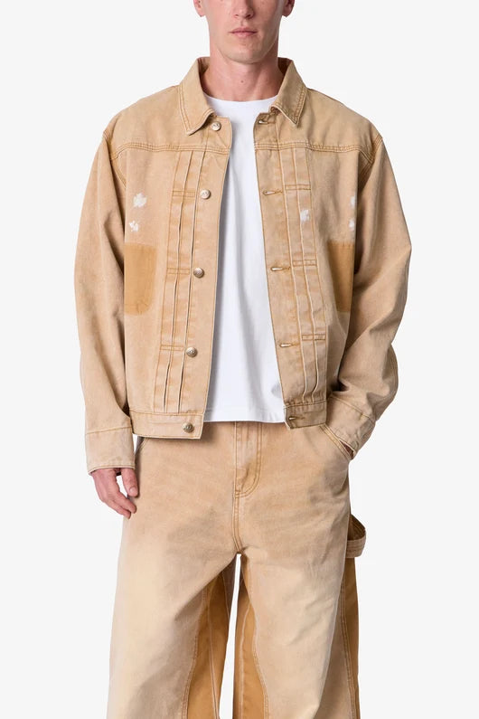Reworked Denim Jacket in Washed Khaki