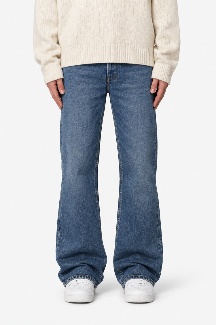 Straight Leg Denim in Mid Blue