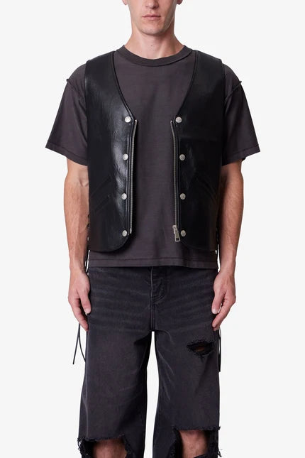 Vintage Biker Vest in Black