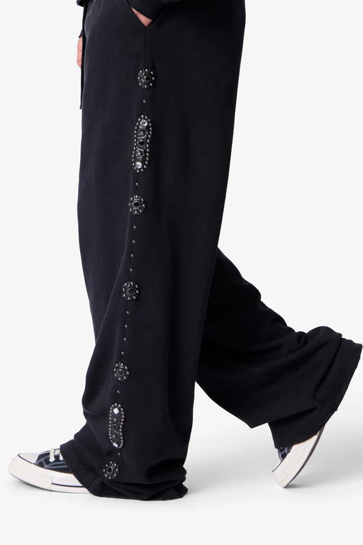 Mojave Studded Sweatpants in Washed Black